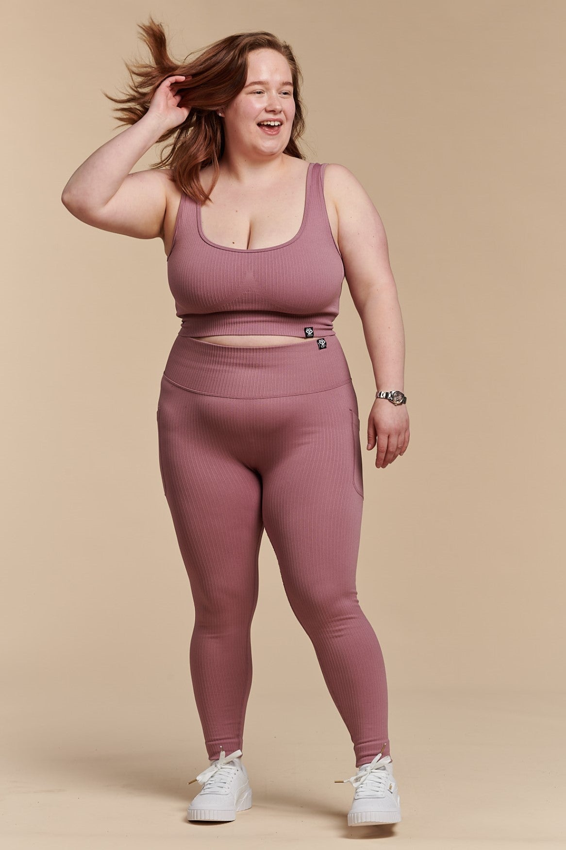Seamless Ribbed Waistband Seamless Workout Leggings For Plus Size